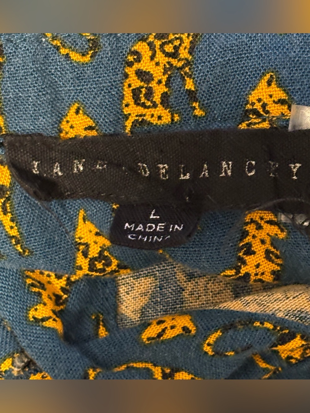 JANE + DELANCEY Leopard Print Button Front Blouse XL Mustard Animal Print Top - Picture 9 of 10